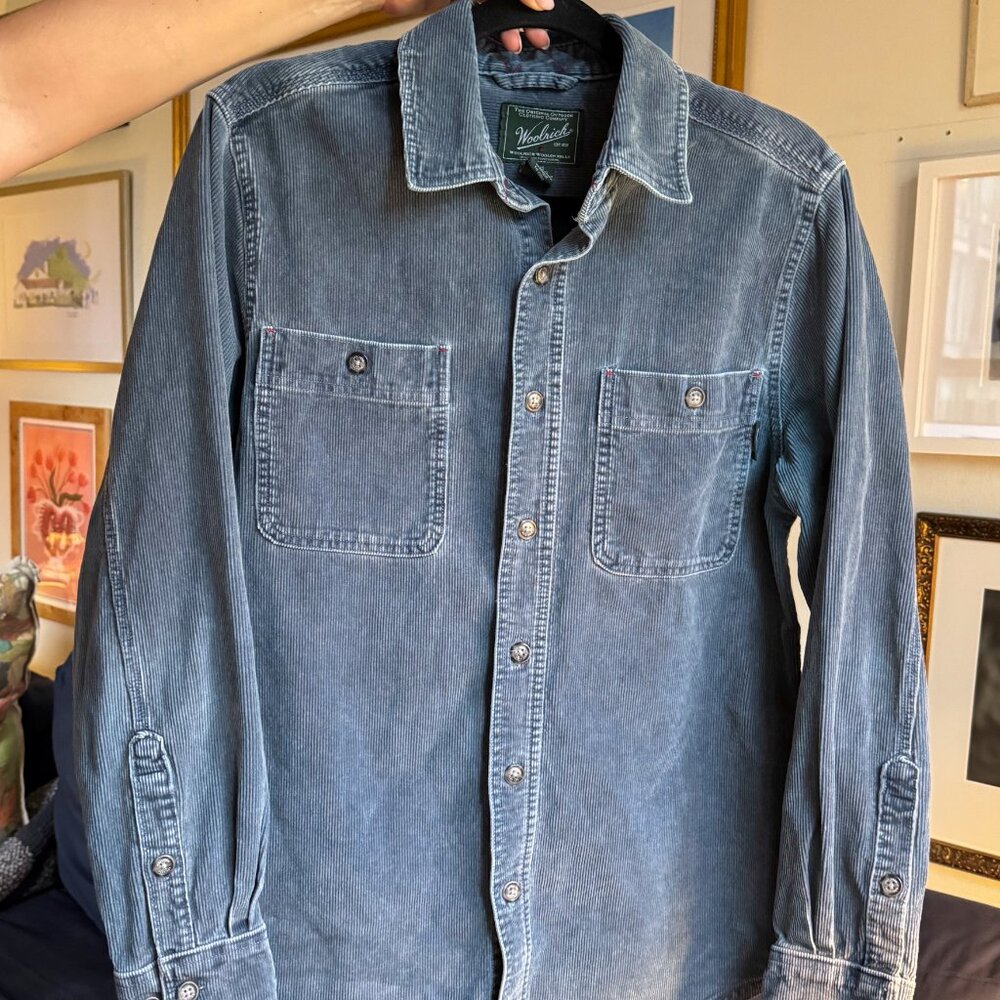 Woolrich Mens Corduroy Button Up Blue